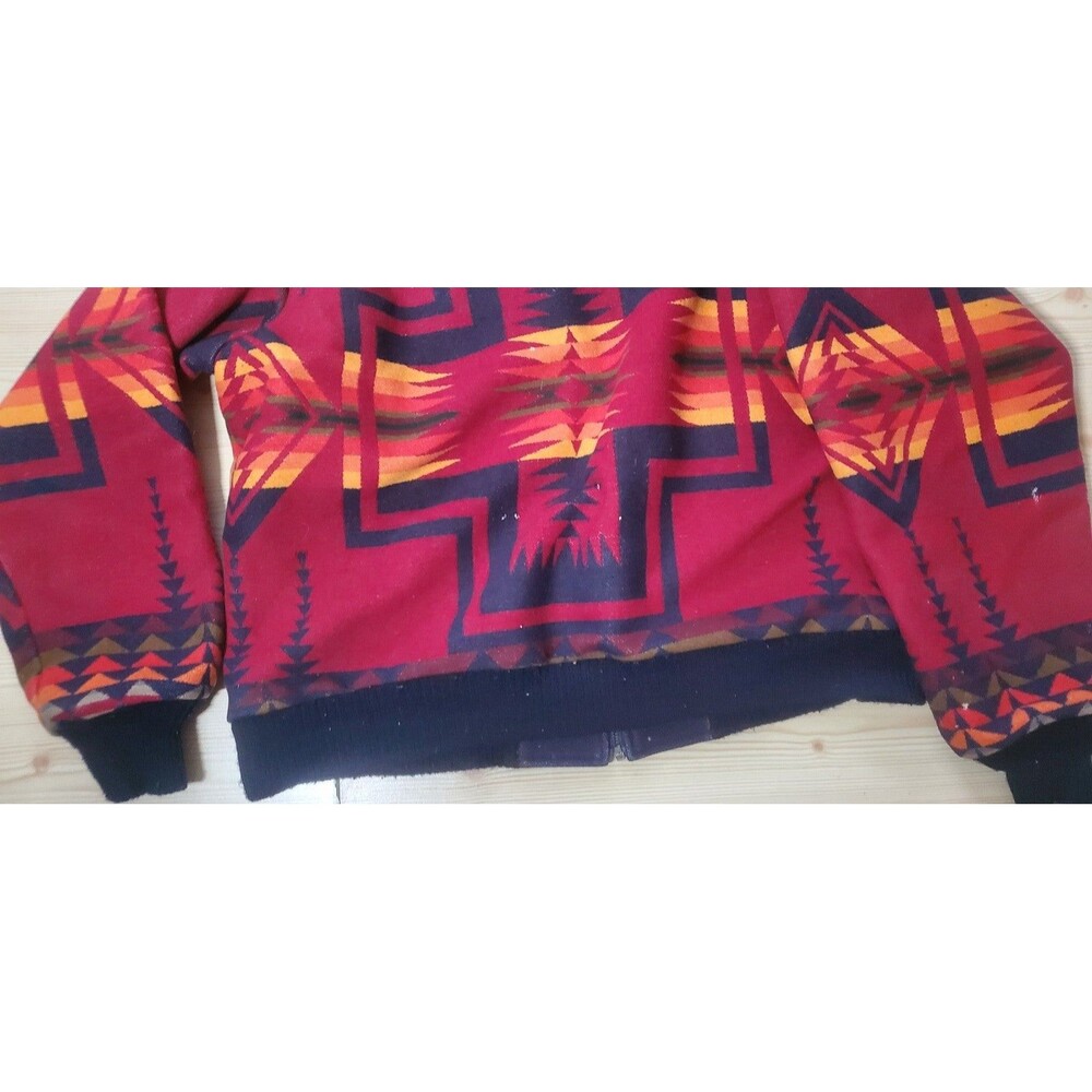 VTG Pendleton High Grade Western Wear Men’s XL Red Aztec Wool Bomber Jacket - Picture 9 of 12